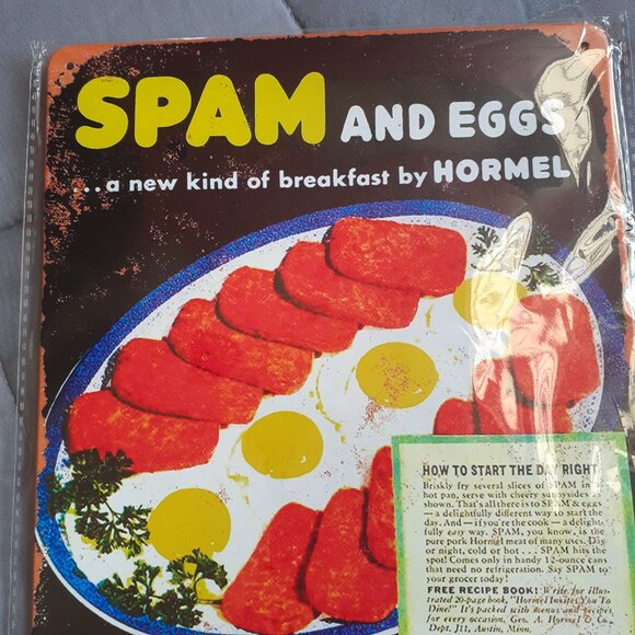 Spam and Eggs Tin Sign 8x12 Retro 50s Diner Wall Art Decor - Picture 2 of 6